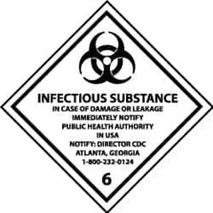 NMC - Infectious Substance - In Case of Damage or Leakage Immediately Notify Public Authority in U.S.A. - Notify: Director... DOT Shipping Label - 4" High x 4" Wide - Eagle Tool & Supply
