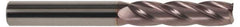 SGS - 7/16", 2" LOC, 7/16" Shank Diam, 4-1/2" OAL, 4 Flute, Solid Carbide Square End Mill - Single End, TiCN Finish, Spiral Flute, 30° Helix, Centercutting, Right Hand Cut, Right Hand Flute, Series 1L - Eagle Tool & Supply