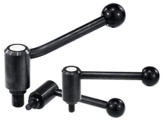 KIPP - M24 x 3.0, 1.61" Hub Diam, Steel Threaded Stud Adjustable Tension Lever with 0° Handle - 2.36" Stud Length, 5.3" OAL, 2.22" High - Eagle Tool & Supply