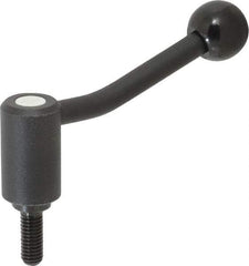 KIPP - 3/8-16, 0.94" Hub Diam, Steel Threaded Stud Adjustable Tension Lever with 20° Handle - 0.98" Stud Length, 3.46" OAL, 2.3" High - Eagle Tool & Supply