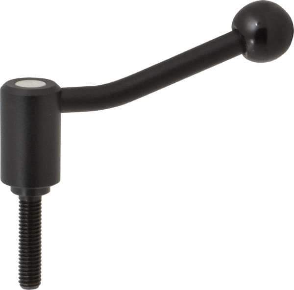 KIPP - 3/8-16, 0.94" Hub Diam, Steel Threaded Stud Adjustable Tension Lever with 20° Handle - 1.57" Stud Length, 3.46" OAL, 2.3" High - Eagle Tool & Supply