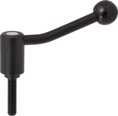KIPP - 3/8-16, 0.94" Hub Diam, Steel Threaded Stud Adjustable Tension Lever with 20° Handle - 1.57" Stud Length, 3.46" OAL, 2.3" High - Eagle Tool & Supply