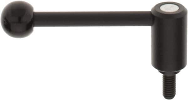 KIPP - 3/8-16, 0.94" Hub Diam, Steel Threaded Stud Adjustable Tension Lever with 0° Handle - 0.78" Stud Length, 3.62" OAL, 1.46" High - Eagle Tool & Supply