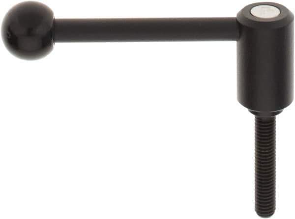 KIPP - 3/8-16, 0.94" Hub Diam, Steel Threaded Stud Adjustable Tension Lever with 0° Handle - 1.97" Stud Length, 3.62" OAL, 1.46" High - Eagle Tool & Supply