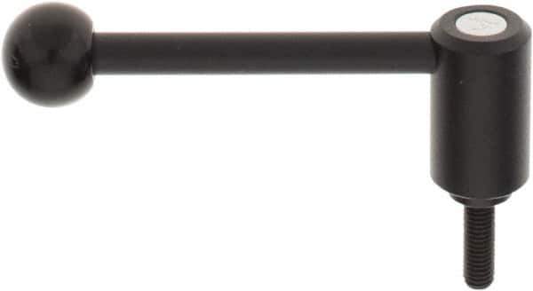 KIPP - M8 x 1.25, 0.94" Hub Diam, Steel Threaded Stud Adjustable Tension Lever with 0° Handle - 0.98" Stud Length, 3.62" OAL, 1.46" High - Eagle Tool & Supply