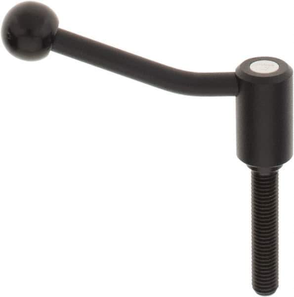 KIPP - M12 x 1.75, 0.94" Hub Diam, Steel Threaded Stud Adjustable Tension Lever with 20° Handle - 2.36" Stud Length, 3.46" OAL, 2.3" High - Eagle Tool & Supply