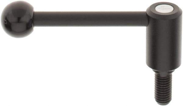 KIPP - M12 x 1.75, 0.94" Hub Diam, Steel Threaded Stud Adjustable Tension Lever with 0° Handle - 0.98" Stud Length, 3.62" OAL, 1.46" High - Eagle Tool & Supply