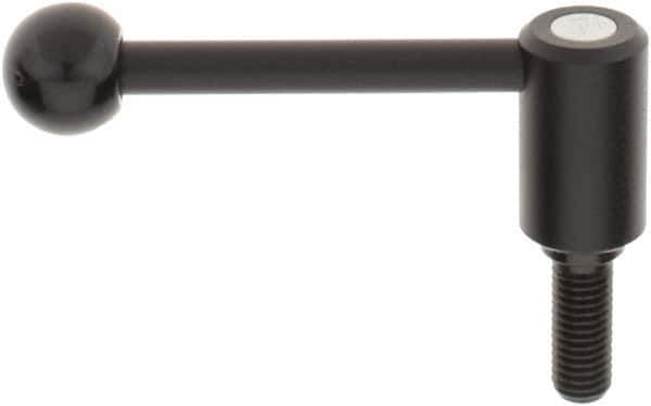KIPP - M12 x 1.75, 0.94" Hub Diam, Steel Threaded Stud Adjustable Tension Lever with 0° Handle - 1.18" Stud Length, 3.62" OAL, 1.46" High - Eagle Tool & Supply
