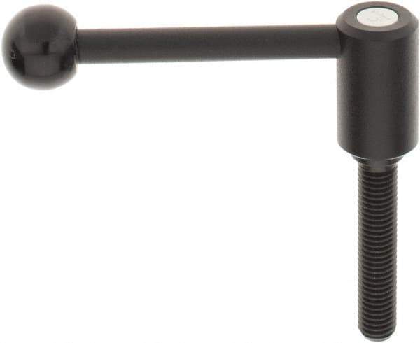 KIPP - M12 x 1.75, 0.94" Hub Diam, Steel Threaded Stud Adjustable Tension Lever with 0° Handle - 2.36" Stud Length, 3.62" OAL, 1.46" High - Eagle Tool & Supply