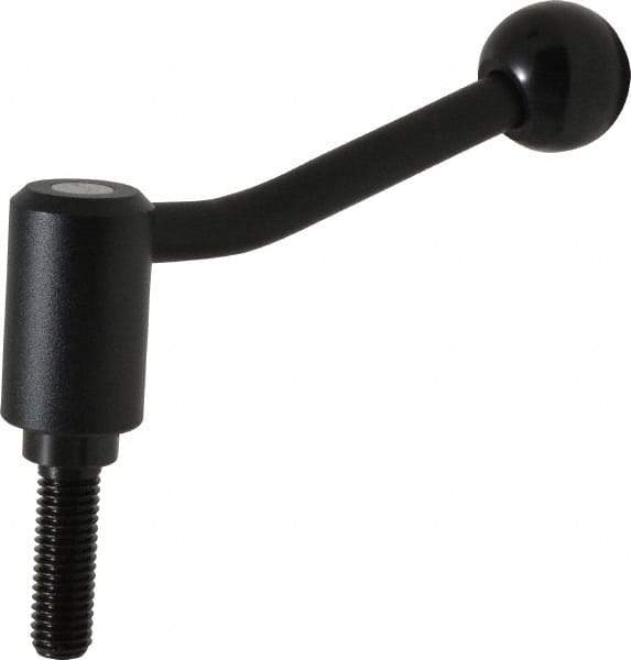 KIPP - 1/2-13, 1.1" Hub Diam, Steel Threaded Stud Adjustable Tension Lever with 20° Handle - 1.57" Stud Length, 4.17" OAL, 2.7" High - Eagle Tool & Supply