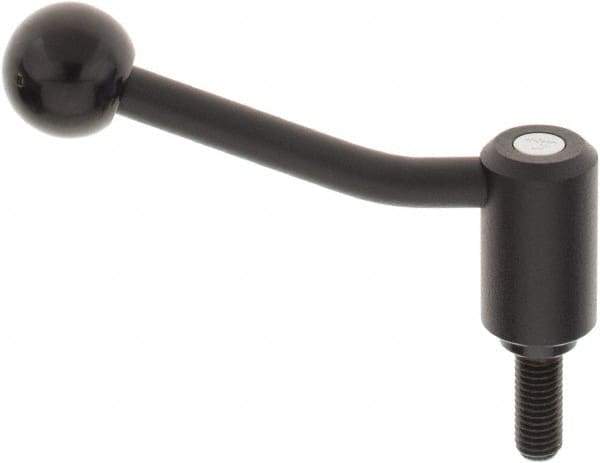 KIPP - M12 x 1.75, 1.1" Hub Diam, Steel Threaded Stud Adjustable Tension Lever with 20° Handle - 1.18" Stud Length, 4.17" OAL, 2.7" High - Eagle Tool & Supply