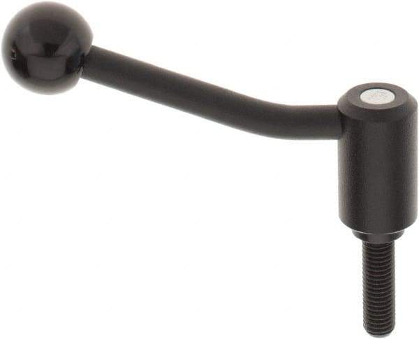 KIPP - M12 x 1.75, 1.1" Hub Diam, Steel Threaded Stud Adjustable Tension Lever with 20° Handle - 1.57" Stud Length, 4.17" OAL, 2.7" High - Eagle Tool & Supply
