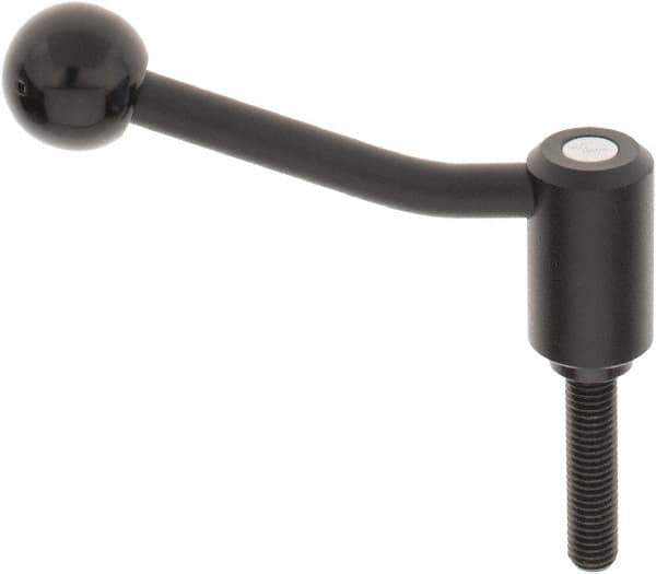 KIPP - M12 x 1.75, 1.1" Hub Diam, Steel Threaded Stud Adjustable Tension Lever with 20° Handle - 1.97" Stud Length, 4.17" OAL, 2.7" High - Eagle Tool & Supply