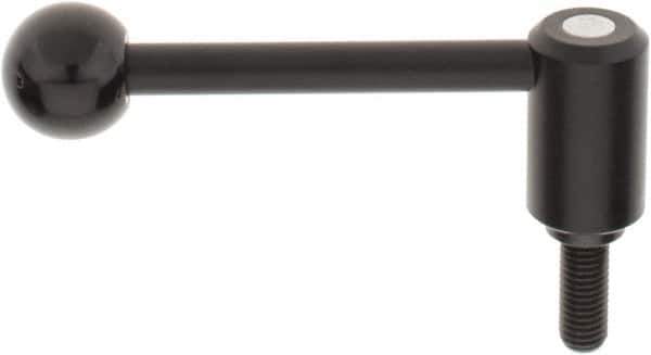 KIPP - M12 x 1.75, 1.1" Hub Diam, Steel Threaded Stud Adjustable Tension Lever with 0° Handle - 1.18" Stud Length, 4.37" OAL, 1.65" High - Eagle Tool & Supply