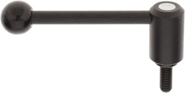 KIPP - 1/2-13, 1.3" Hub Diam, Steel Threaded Stud Adjustable Tension Lever with 0° Handle - 1.18" Stud Length, 5.3" OAL, 1.85" High - Eagle Tool & Supply