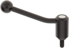 KIPP - M12 x 1.75, 1.3" Hub Diam, Steel Threaded Stud Adjustable Tension Lever with 20° Handle - 0.98" Stud Length, 5.06" OAL, 3.19" High - Eagle Tool & Supply