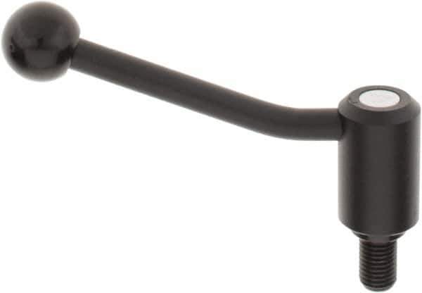 KIPP - M16 x 2.0, 1.3" Hub Diam, Steel Threaded Stud Adjustable Tension Lever with 20° Handle - 0.98" Stud Length, 5.06" OAL, 3.19" High - Eagle Tool & Supply