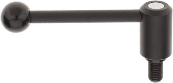 KIPP - M16 x 2.0, 1.3" Hub Diam, Steel Threaded Stud Adjustable Tension Lever with 0° Handle - 0.98" Stud Length, 5.3" OAL, 1.85" High - Eagle Tool & Supply