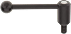 KIPP - M16 x 2.0, 1.3" Hub Diam, Steel Threaded Stud Adjustable Tension Lever with 0° Handle - 0.98" Stud Length, 5.3" OAL, 1.85" High - Eagle Tool & Supply
