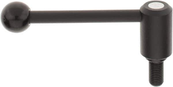 KIPP - M16 x 2.0, 1.3" Hub Diam, Steel Threaded Stud Adjustable Tension Lever with 0° Handle - 1.18" Stud Length, 5.3" OAL, 1.85" High - Eagle Tool & Supply