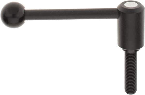 KIPP - M16 x 2.0, 1.3" Hub Diam, Steel Threaded Stud Adjustable Tension Lever with 0° Handle - 2.36" Stud Length, 5.3" OAL, 1.85" High - Eagle Tool & Supply