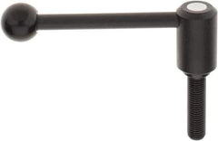 KIPP - M16 x 2.0, 1.3" Hub Diam, Steel Threaded Stud Adjustable Tension Lever with 0° Handle - 2.36" Stud Length, 5.3" OAL, 1.85" High - Eagle Tool & Supply
