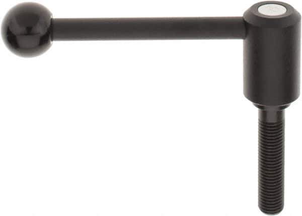 KIPP - M16 x 2.0, 1.3" Hub Diam, Steel Threaded Stud Adjustable Tension Lever with 0° Handle - 2-3/4" Stud Length, 5.3" OAL, 1.85" High - Eagle Tool & Supply