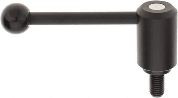 KIPP - 5/8-11, 1.61" Hub Diam, Steel Threaded Stud Adjustable Tension Lever with 0° Handle - 1.18" Stud Length, 5.3" OAL, 2.22" High - Eagle Tool & Supply