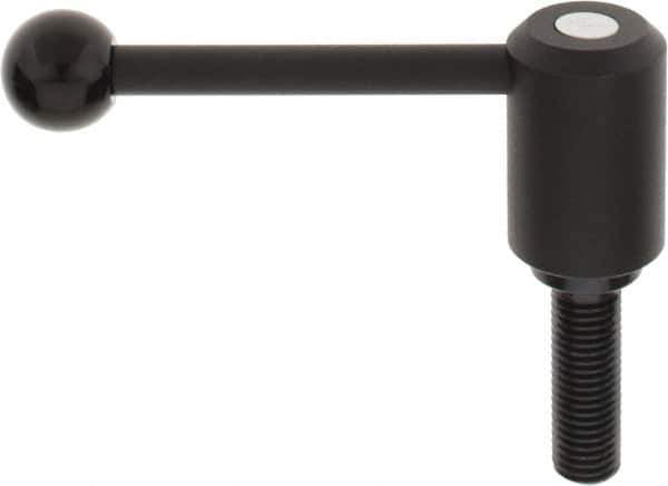 KIPP - 3/4-10, 1.61" Hub Diam, Steel Threaded Stud Adjustable Tension Lever with 0° Handle - 2.36" Stud Length, 5.3" OAL, 2.22" High - Eagle Tool & Supply