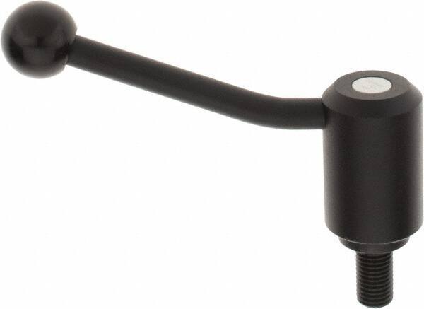 KIPP - M16 x 2.0, 1.61" Hub Diam, Steel Threaded Stud Adjustable Tension Lever with 20° Handle - 1.18" Stud Length, 5.06" OAL, 3.52" High - Eagle Tool & Supply