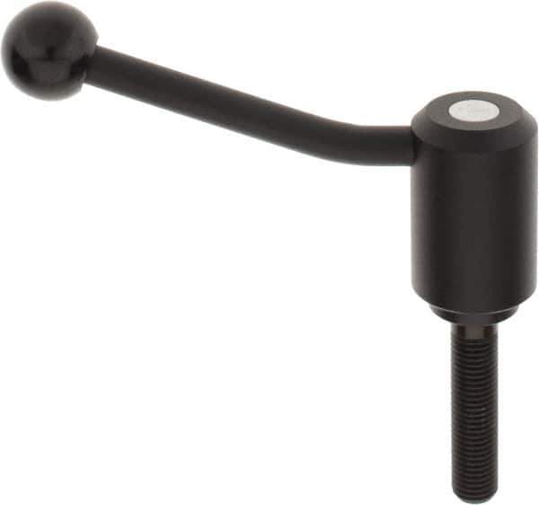 KIPP - M16 x 2.0, 1.61" Hub Diam, Steel Threaded Stud Adjustable Tension Lever with 20° Handle - 2-3/4" Stud Length, 5.06" OAL, 3.52" High - Eagle Tool & Supply