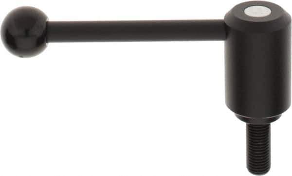 KIPP - M16 x 2.0, 1.61" Hub Diam, Steel Threaded Stud Adjustable Tension Lever with 0° Handle - 1.57" Stud Length, 5.3" OAL, 2.22" High - Eagle Tool & Supply