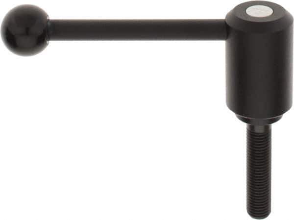 KIPP - M16 x 2.0, 1.61" Hub Diam, Steel Threaded Stud Adjustable Tension Lever with 0° Handle - 2-3/4" Stud Length, 5.3" OAL, 2.22" High - Eagle Tool & Supply
