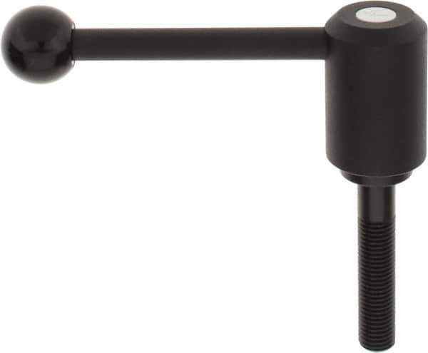 KIPP - M16 x 2.0, 1.61" Hub Diam, Steel Threaded Stud Adjustable Tension Lever with 0° Handle - 3.15" Stud Length, 5.3" OAL, 2.22" High - Eagle Tool & Supply
