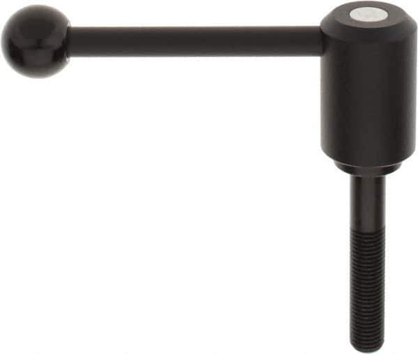 KIPP - M16 x 2.0, 1.61" Hub Diam, Steel Threaded Stud Adjustable Tension Lever with 0° Handle - 3.54" Stud Length, 5.3" OAL, 2.22" High - Eagle Tool & Supply