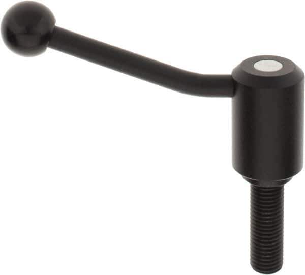 KIPP - M20 x 2.5, 1.61" Hub Diam, Steel Threaded Stud Adjustable Tension Lever with 20° Handle - 2.36" Stud Length, 5.06" OAL, 3.52" High - Eagle Tool & Supply
