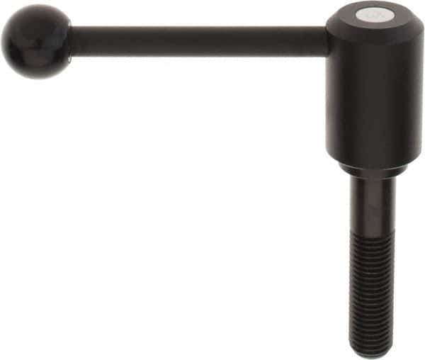 KIPP - M20 x 2.5, 1.61" Hub Diam, Steel Threaded Stud Adjustable Tension Lever with 0° Handle - 3.54" Stud Length, 5.3" OAL, 2.22" High - Eagle Tool & Supply
