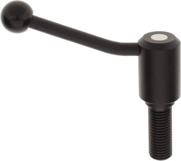 KIPP - M24 x 3.0, 1.61" Hub Diam, Steel Threaded Stud Adjustable Tension Lever with 20° Handle - 2.36" Stud Length, 5.06" OAL, 3.52" High - Eagle Tool & Supply