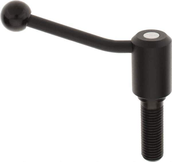 KIPP - M24 x 3.0, 1.61" Hub Diam, Steel Threaded Stud Adjustable Tension Lever with 20° Handle - 2-3/4" Stud Length, 5.06" OAL, 3.52" High - Eagle Tool & Supply