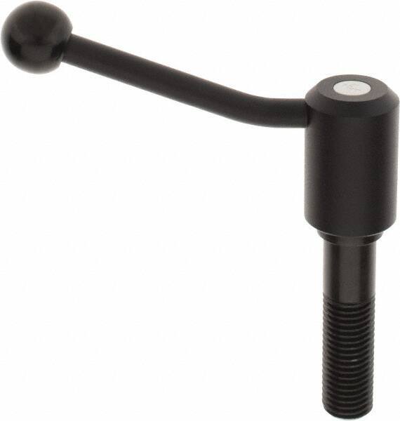 KIPP - M24 x 3.0, 1.61" Hub Diam, Steel Threaded Stud Adjustable Tension Lever with 20° Handle - 3.54" Stud Length, 5.06" OAL, 3.52" High - Eagle Tool & Supply