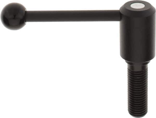 KIPP - M24 x 3.0, 1.61" Hub Diam, Steel Threaded Stud Adjustable Tension Lever with 0° Handle - 2-3/4" Stud Length, 5.3" OAL, 2.22" High - Eagle Tool & Supply