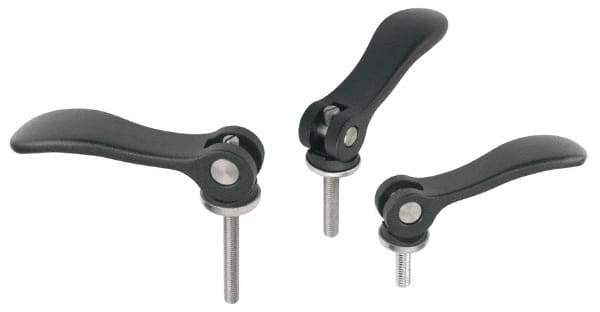KIPP - M8 x 1.25, 0.94" Hub Diam, Black Powder Coat Cast Aluminum Adjustable Clamping Handle - 1.57" Stud Length - Eagle Tool & Supply