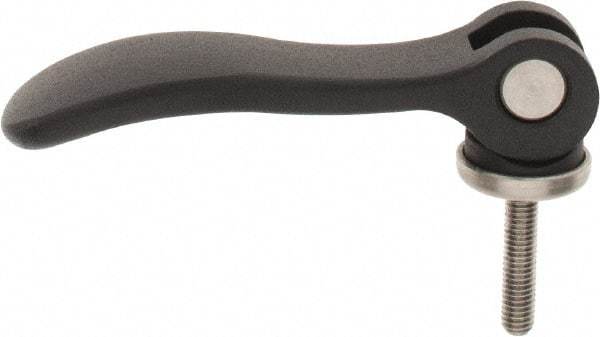 KIPP - #10-32, 0.59" Hub Diam, Black Powder Coat Aluminum (Stainless Steel Inserts) Adjustable Clamping Handle - 0.78" Stud Length - Eagle Tool & Supply