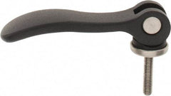 KIPP - #10-32, 0.59" Hub Diam, Black Powder Coat Aluminum (Stainless Steel Inserts) Adjustable Clamping Handle - 0.78" Stud Length - Eagle Tool & Supply