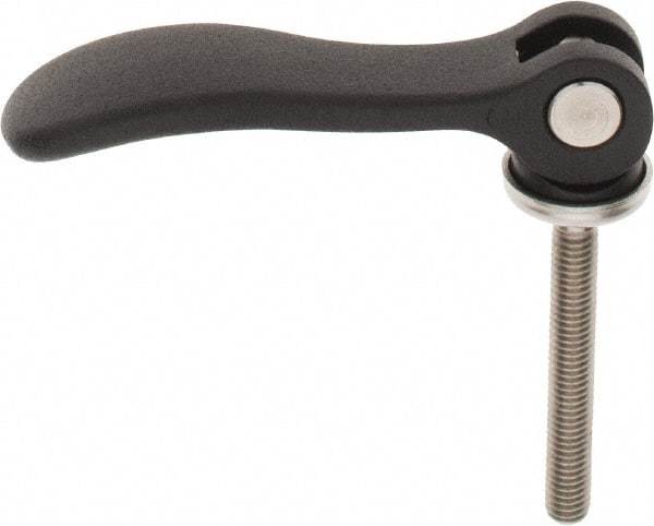 KIPP - M6 x 1.0, 0.59" Hub Diam, Black Powder Coat Aluminum (Stainless Steel Inserts) Adjustable Clamping Handle - 1.57" Stud Length - Eagle Tool & Supply