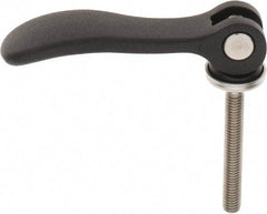 KIPP - M6 x 1.0, 0.59" Hub Diam, Black Powder Coat Aluminum (Stainless Steel Inserts) Adjustable Clamping Handle - 1.57" Stud Length - Eagle Tool & Supply