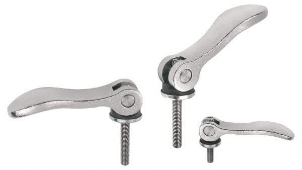 KIPP - M6 x 1.0, 0.59" Hub Diam, Stainless Steel Adjustable Clamping Handle - 1.18" Stud Length - Eagle Tool & Supply