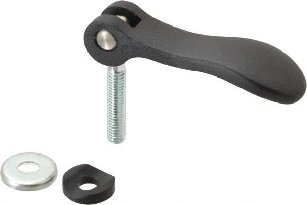 KIPP - 3/8-16, 0.94" Hub Diam, Black Powder Coat Cast Aluminum Adjustable Clamping Handle - 1.57" Stud Length - Eagle Tool & Supply