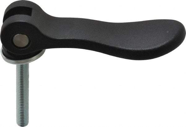 KIPP - M8 x 1.25, 0.94" Hub Diam, Black Powder Coat Cast Aluminum Adjustable Clamping Handle - 1.96" Stud Length - Eagle Tool & Supply