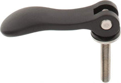 KIPP - 3/8-16, 0.94" Hub Diam, Black Powder Coat Aluminum (Stainless Steel Inserts) Adjustable Clamping Handle - 1.96" Stud Length - Eagle Tool & Supply